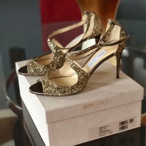 Jimmy Choo Antique Gold Emily 85 heels